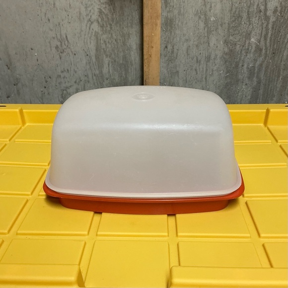 Tupperware Other - Tupperware Large Red & White Plastic Food Storage Container with Snap Lid